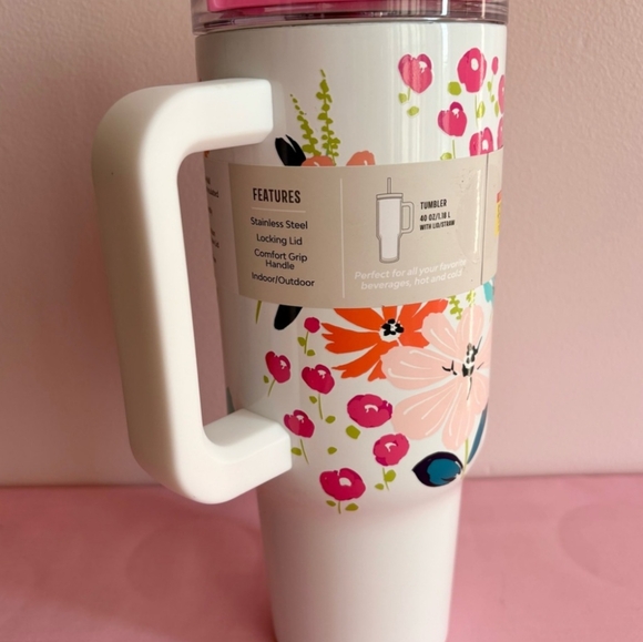 NWT Hobby Lobby Stainless Steel Tumbler - White/Floral/Pink - Picture 3 of 4